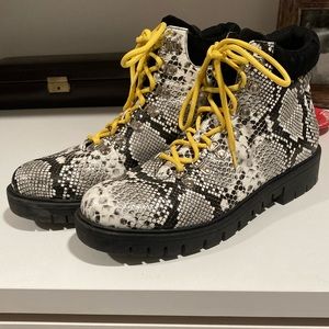 Snake Skin Combat Boots